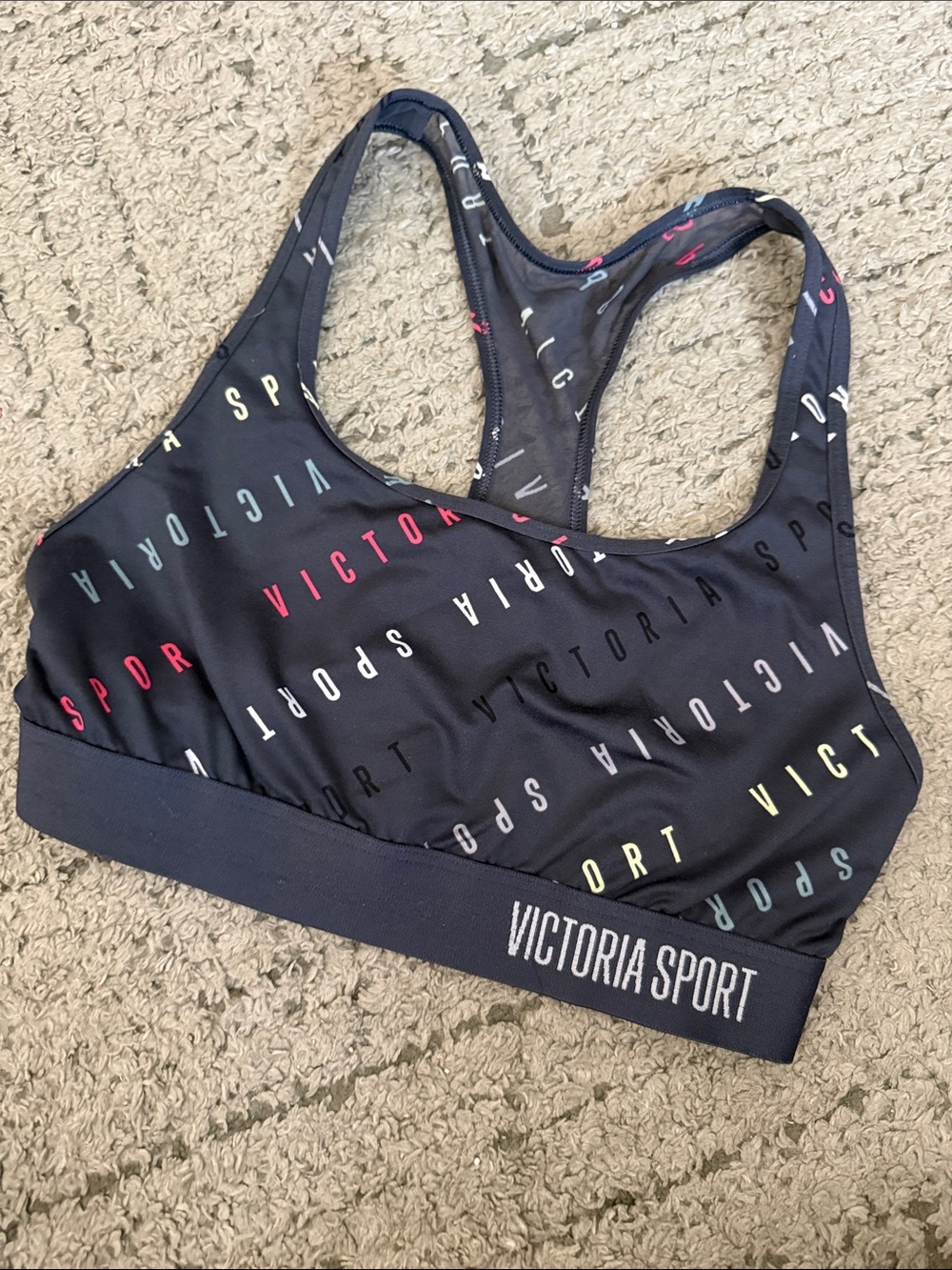 Women's Black Logo-Print Racerback Sports Bra